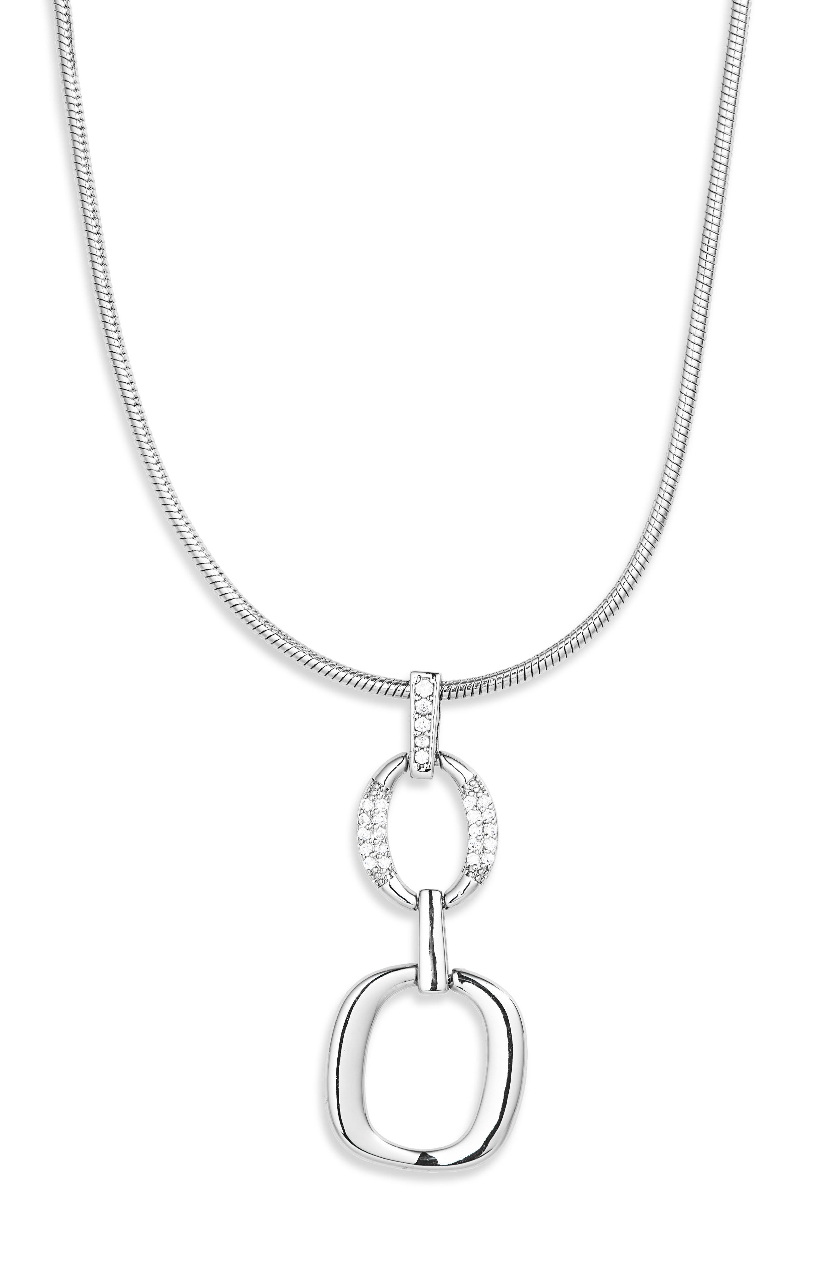Open Link Cubic Zirconia Pendant Necklace