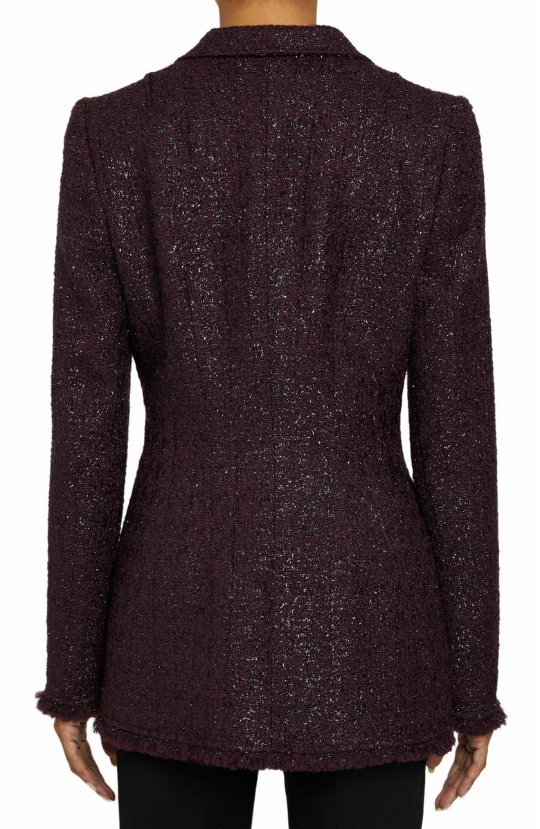 Santorelli Saba Double Breasted Jacket in Fancy Tweed, Alternate, color, Sangria