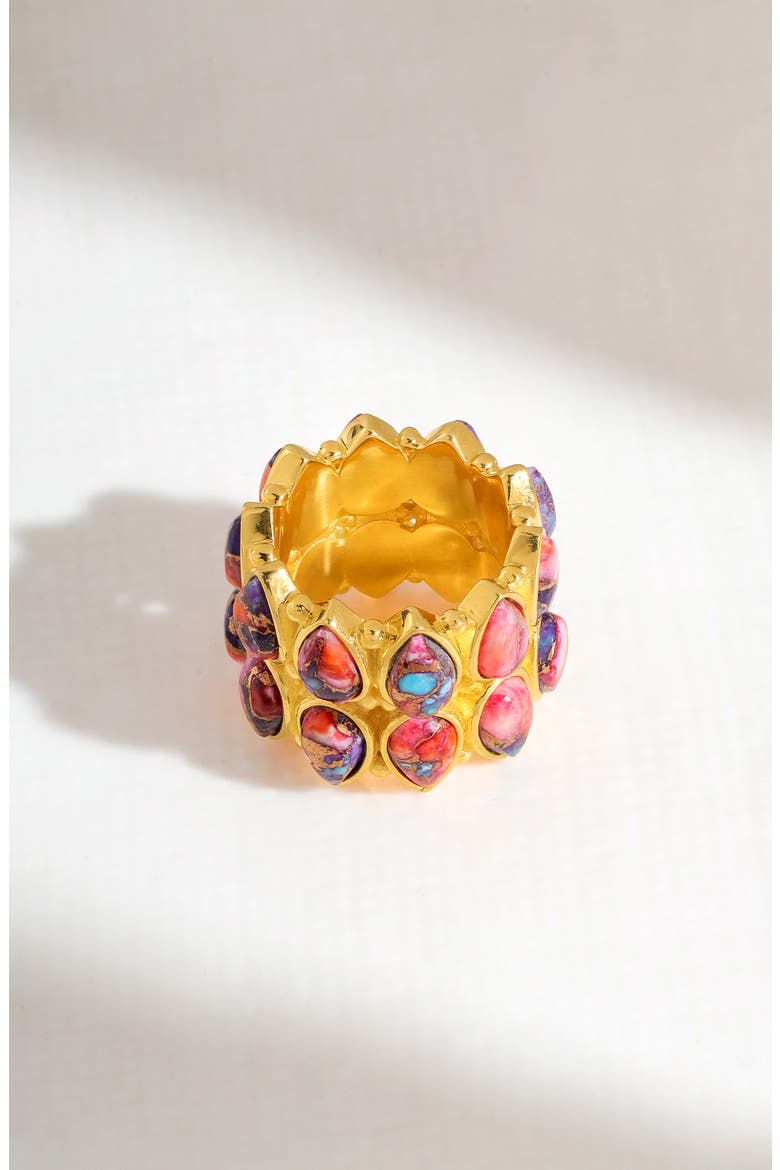 Layered Turquoise Ring, Alternate, color, PINK