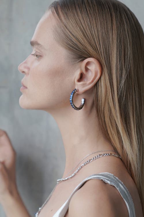 Classicharms Serena Molten Gemstone Hoop Earrings In Blue