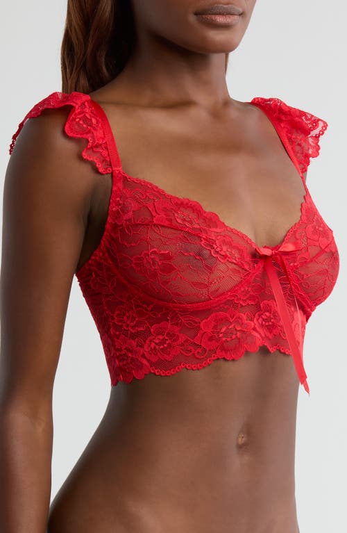 Coquette Lace Longline Bralette In Red