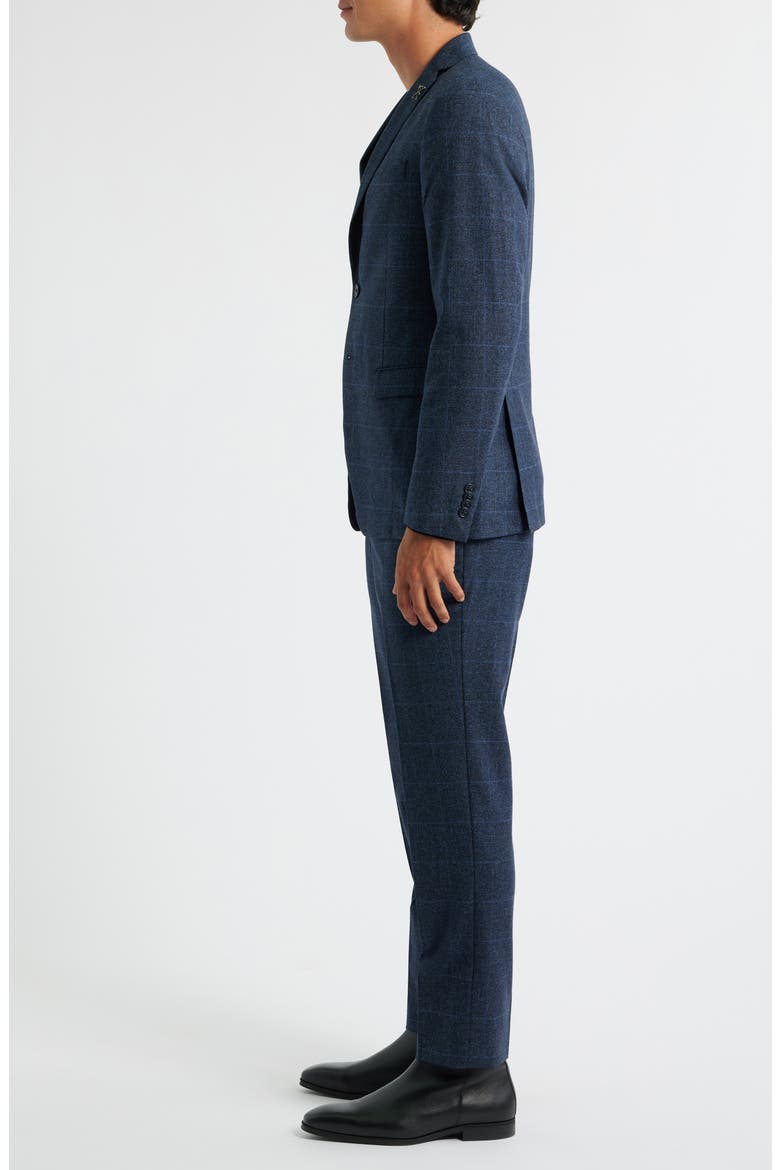 Varick Slim Fit Navy Glen Plaid Wool & Cotton Suit, Alternate, color, BLUE