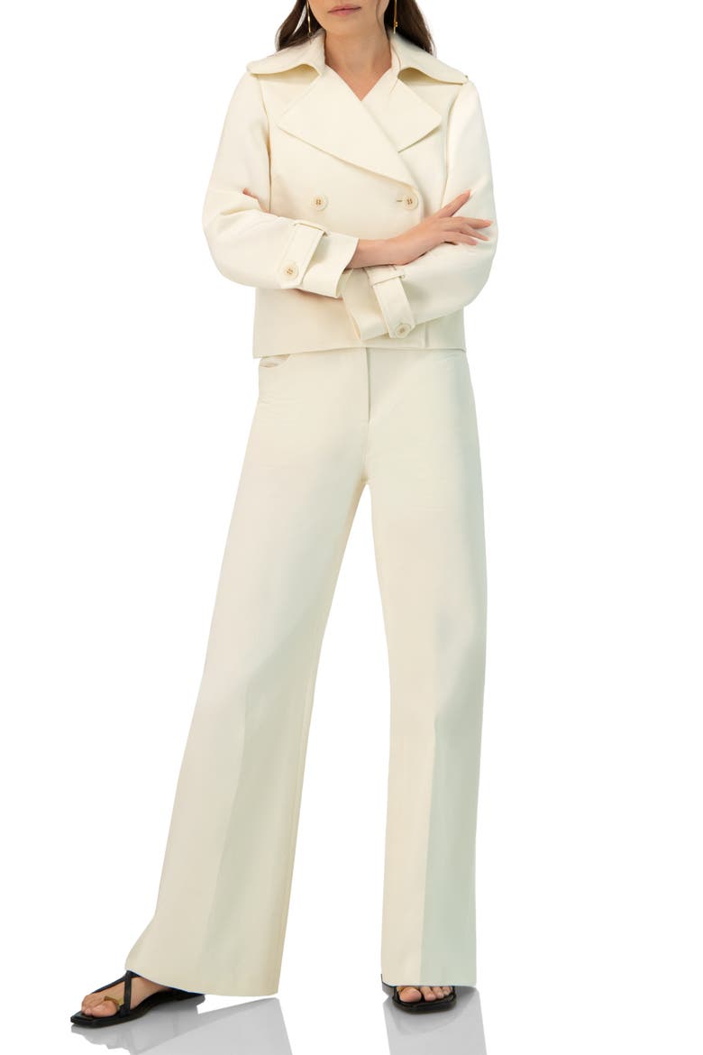 Short Cotton Trench Coat, Alternate, color, Ivory