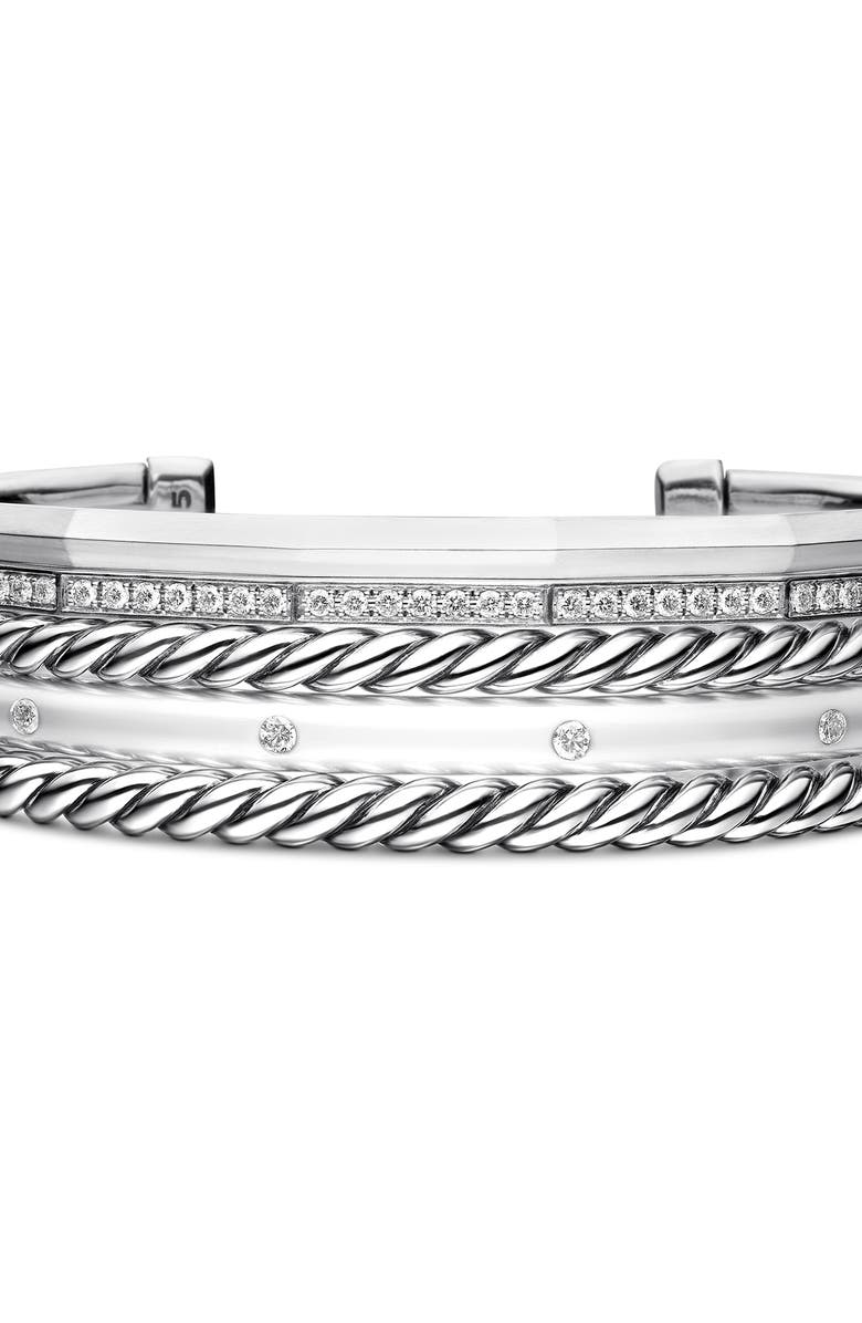 David Yurman Stax Cuff Bracelet with Diamonds, Alternate, color, Silver