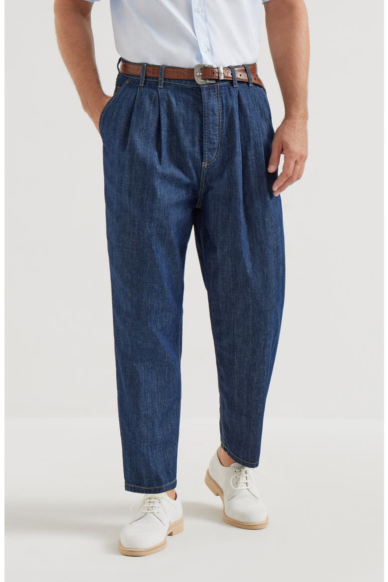 Double pleated trousers, Main, color, Dark Denim