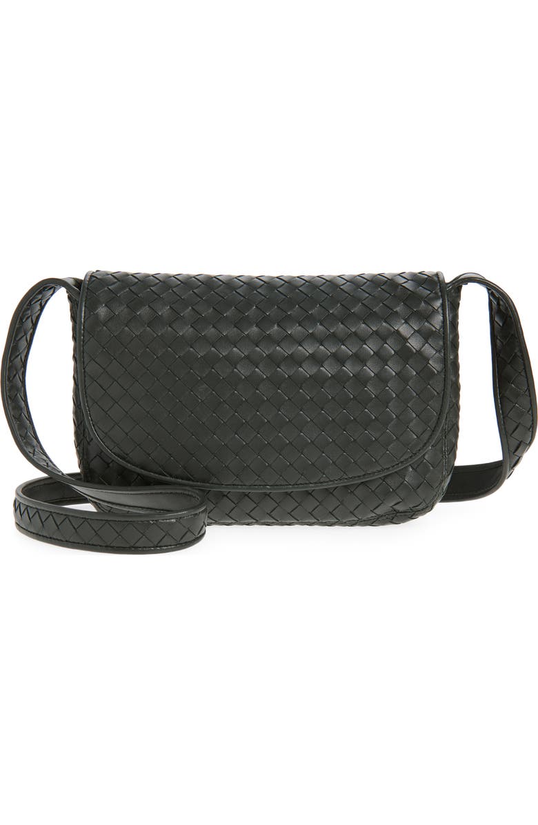 Bottega Veneta Veneto Intrecciato Leather Messenger Bag, Main, color, 3009 Dark Green-Silver