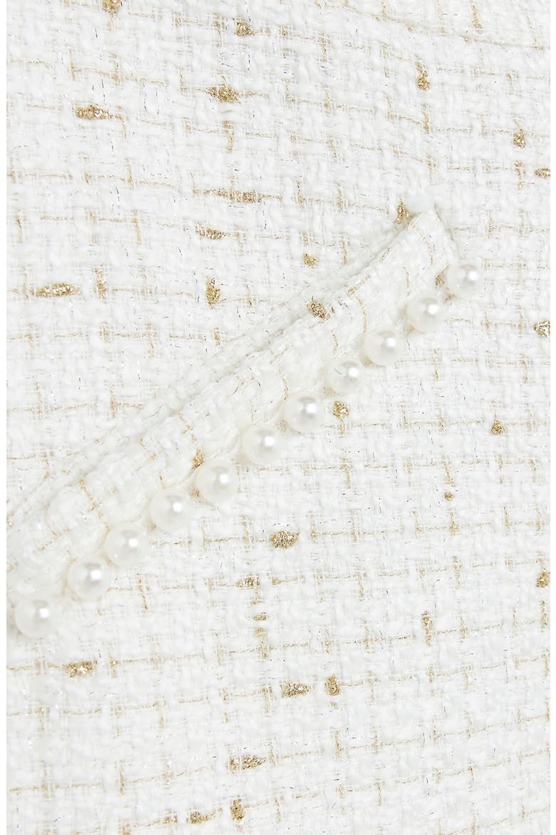 Imitation Pearl Trim Metallic Tweed Skirt, Alternate, color, CREAM
