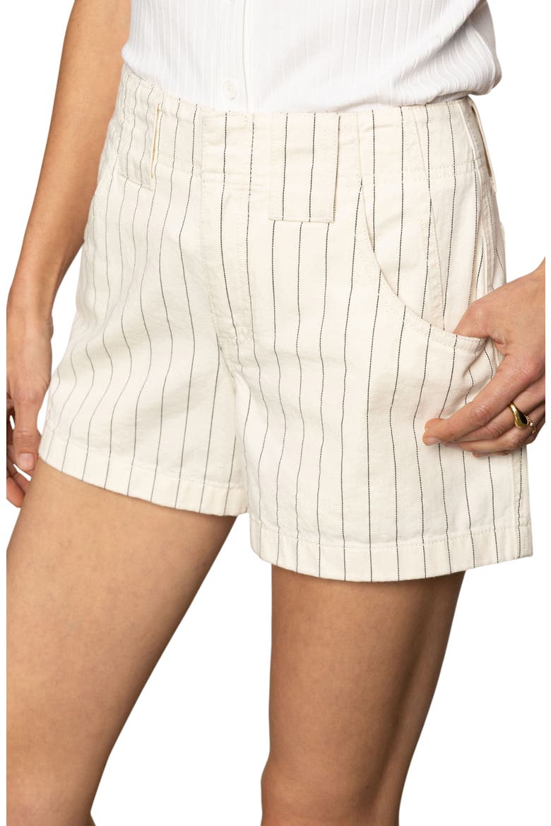 Arden Pinstripe High Waist Denim Shorts, Alternate, color, BLEACHED WHITE PINSTRIPE