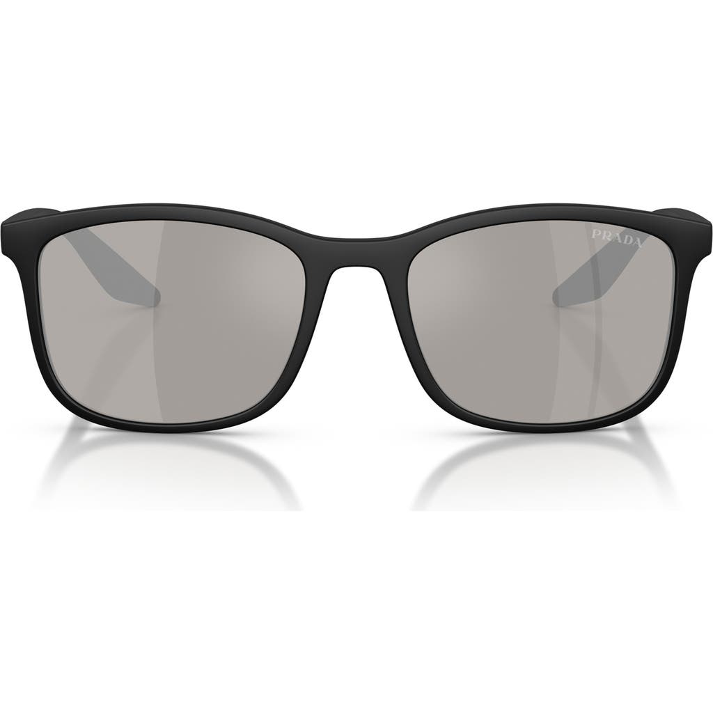 Prada Linea Rossa Black Rubber Nylon Sunglasses In Black