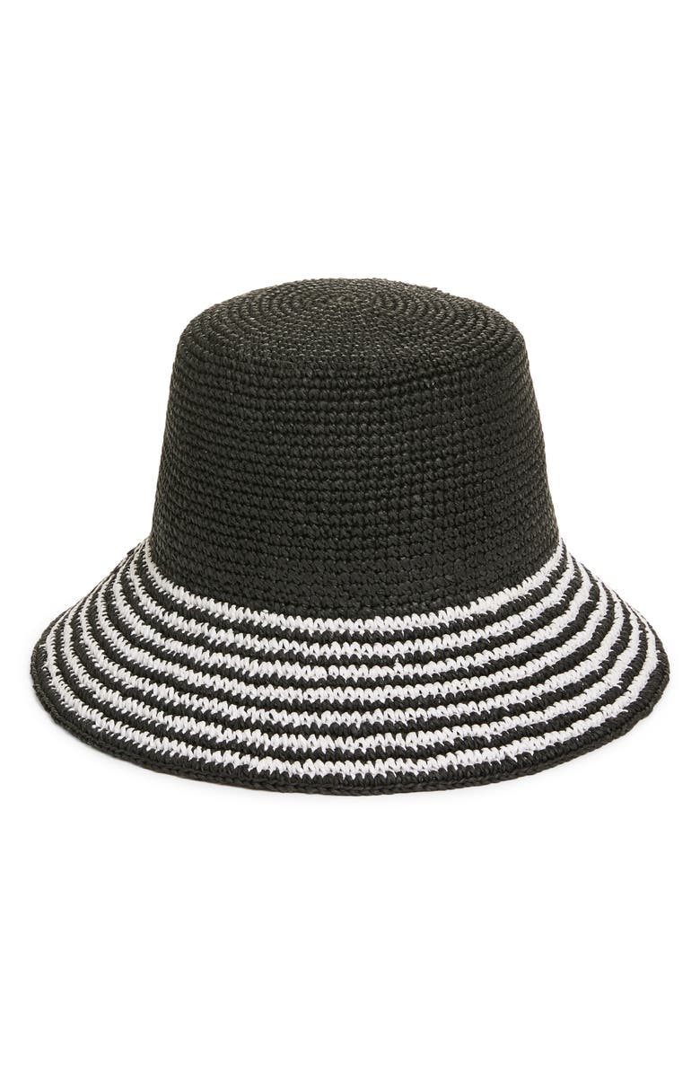 Nordstrom Stripe Brim Straw Bucket Hat, Main, color, 