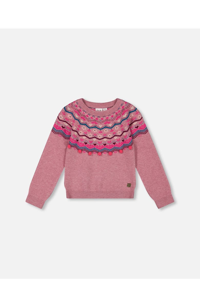 Deux par Deux Little Girl's Fairisle Sweater Lavender, Main, color, 