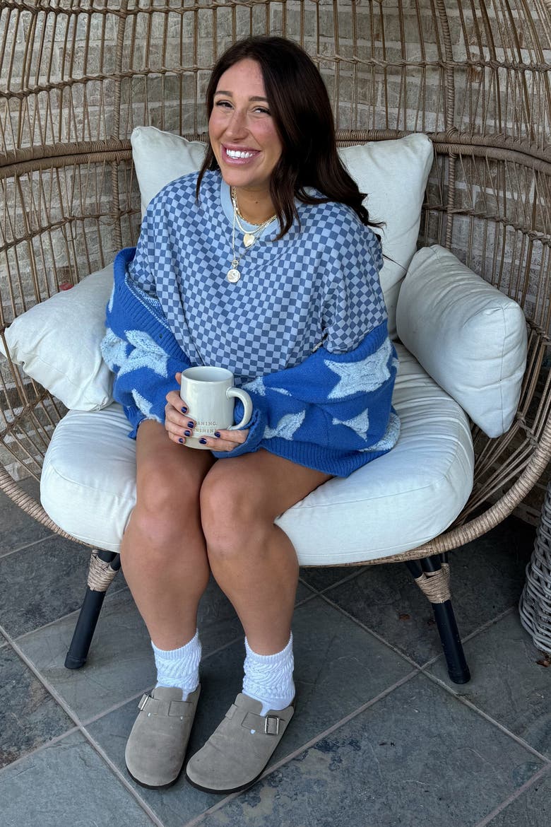Checkered Plaid Pullover Shorts Set, Alternate, color, Blue