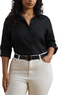 Lauren Ralph Lauren Relaxed Fit Linen Roll Tab Sleeve Shirt