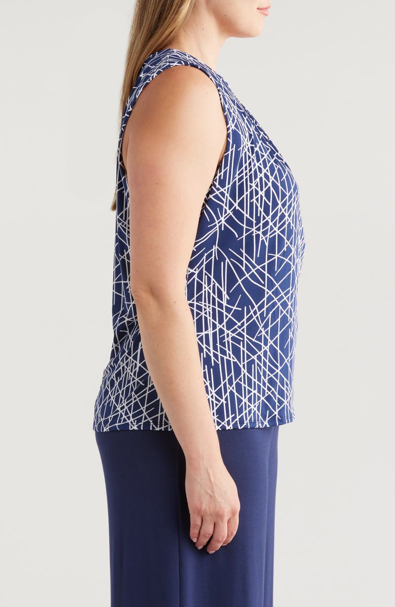 24seven Comfort Apparel Print Pleated Sleeveless Jersey Shell, Alternate, color, 