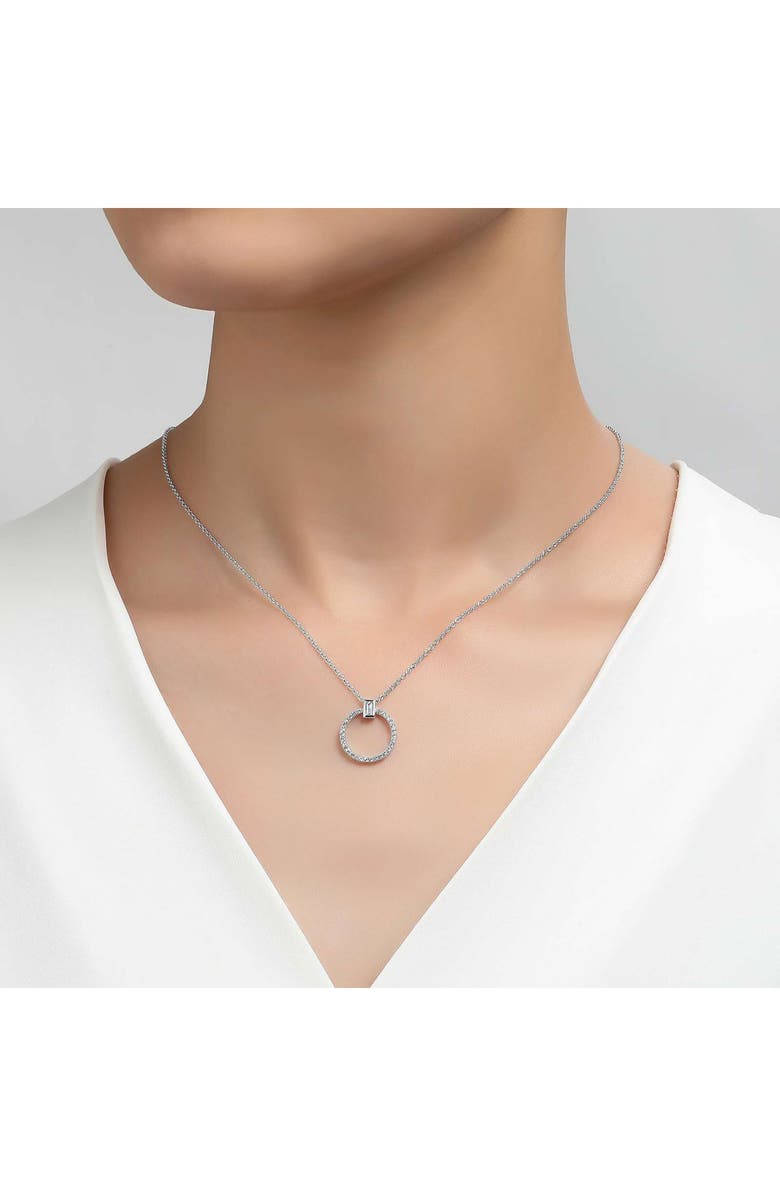 Lafonn Simulated Diamond Open Circle Pendant Necklace, Alternate, color, 