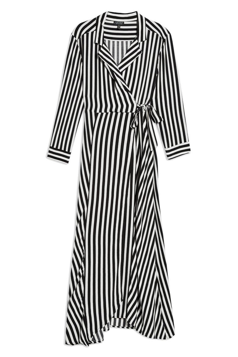 Stripe Wrap Midi Shirtdress, Alternate, color, BLACK MULTI