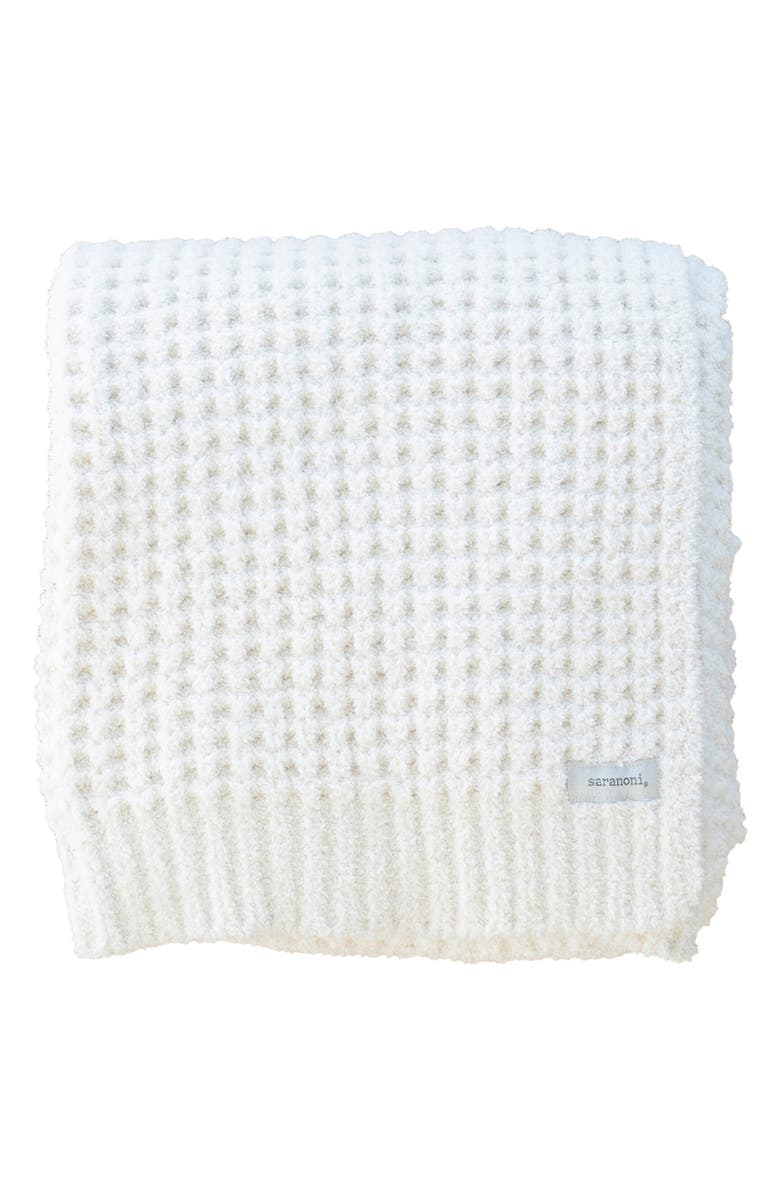 SARANONI Waffle Toddler Blanket, Main, color, Ivory