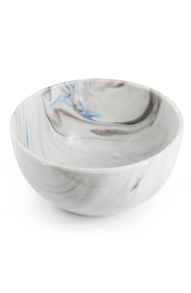 Elama Fine Marble 16 Piece Porcelain Dinnerware Set, Alternate, color, Blue