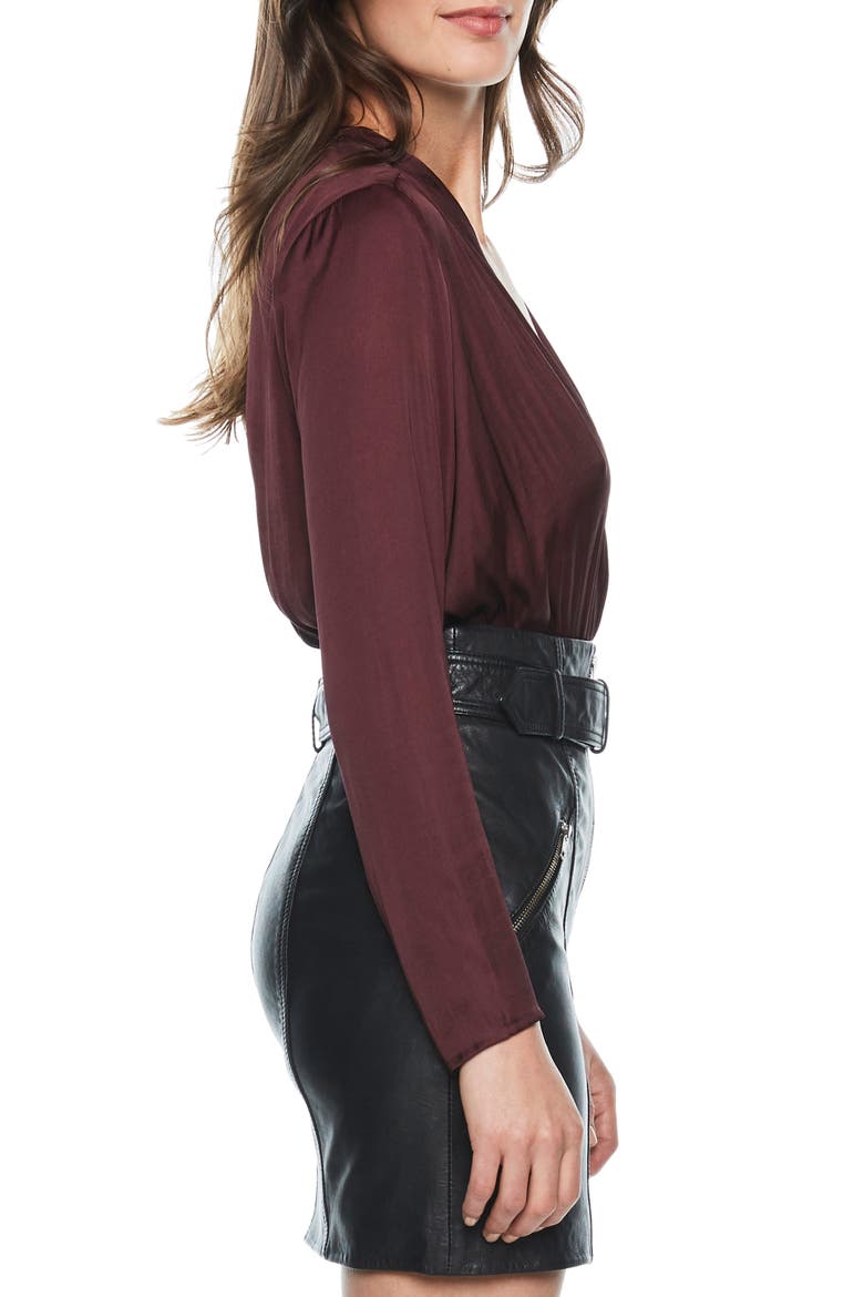 Faux Wrap Bodysuit, Alternate, color, WINE