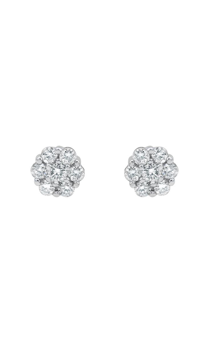 LuvMyJewelry Meadow 0.5 Ct TW Lab Grown Diamond Cluster Studs 14K Gold Earrings, Alternate, color, 14K White Gold