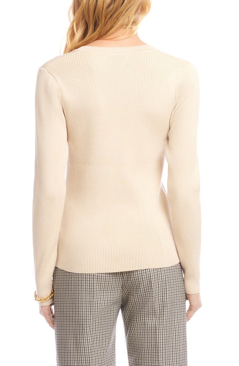 Karen Kane Rib V-Neck Sweater, Alternate, color, Antique Cream Beige