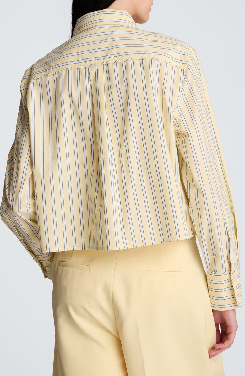 Kenneth Cole Stripe Crop Button-Up Shirt, Alternate, color, Pastel Yellow Multi