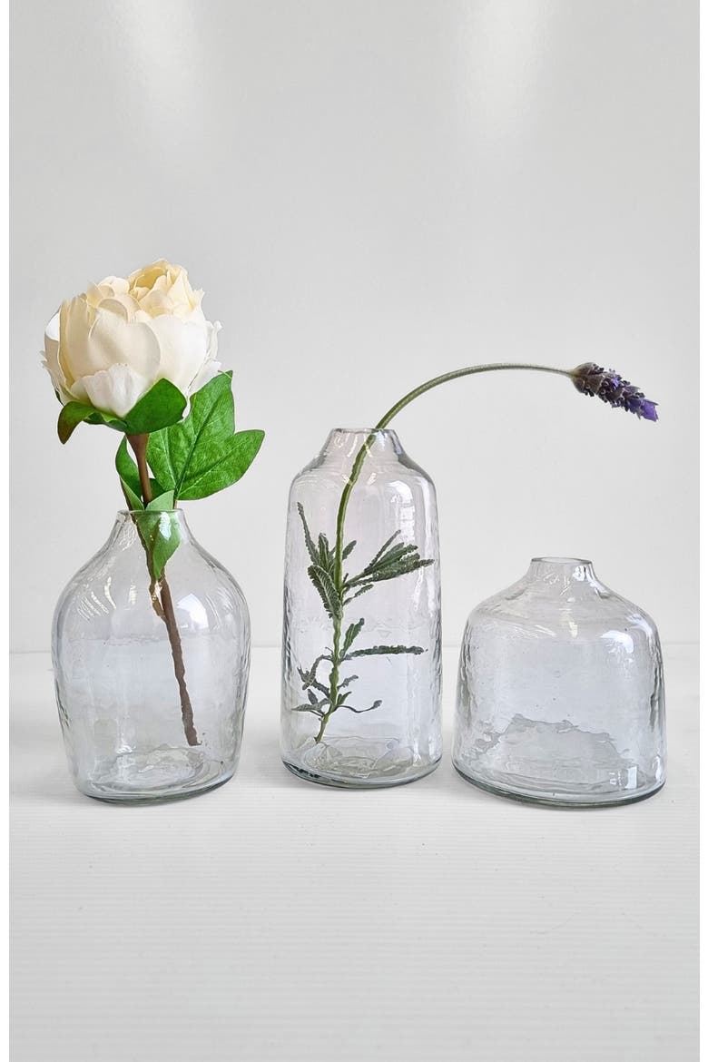 Hammered Glass Bud Vases - Set of 3, Alternate, color, Clear
