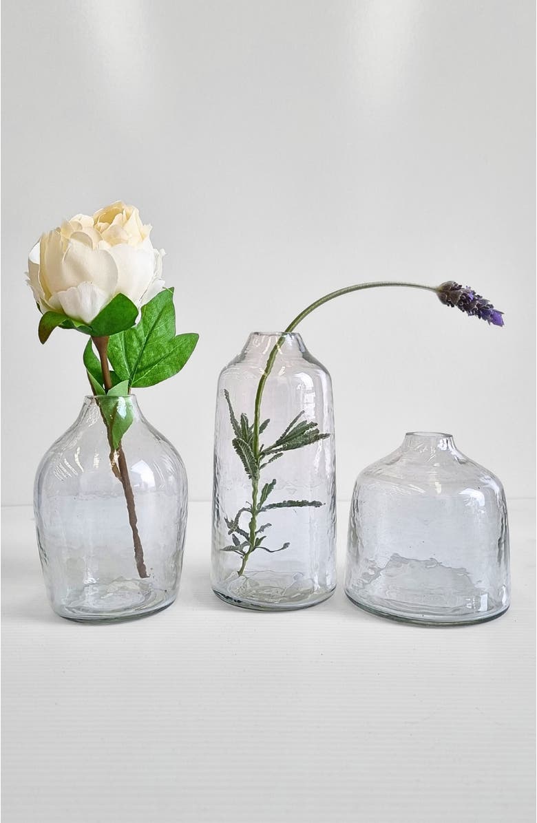 Creative Women S/3 Hammered Glass Bud Vases - Clear, Alternate, color, Clear
