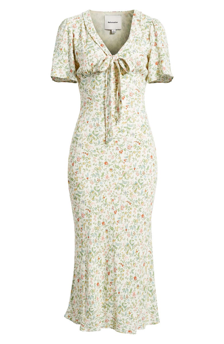 Reformation Tyra Floral Short Sleeve Midi Dress, Main, color, Gardener