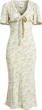 Reformation Tyra Floral Short Sleeve Midi Dress