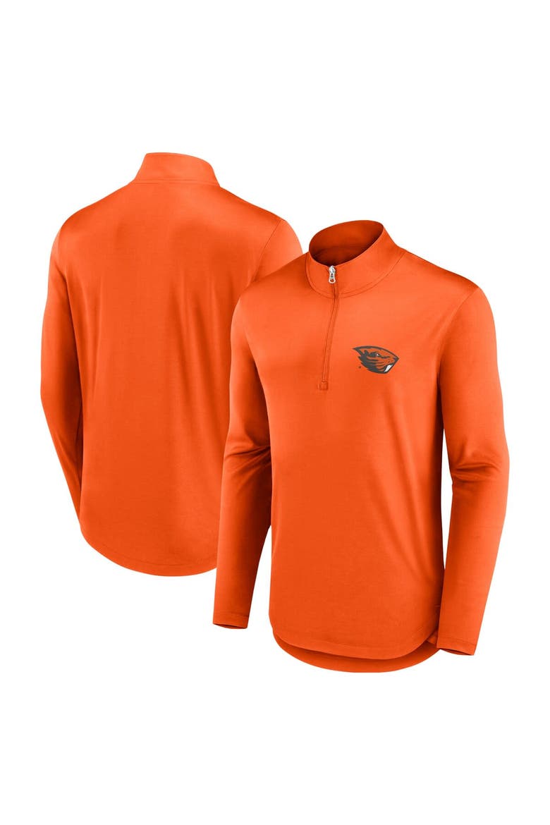 Men's Fanatics Branded Orange Oregon State Beavers Quarterback Mock Neck Quarter-Zip Top, Main, color, Orange