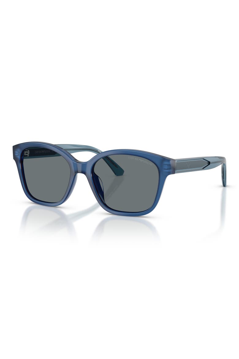 Kids' 49mm Small Cat Eye Sunglasses, Alternate, color, SHINY OPAL BLUE / DARK BLUE