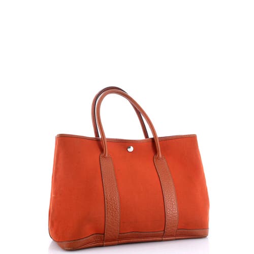 Pre-owned Hermes  Hermes Garden Party Tote Toile And Leather 36 In Orange