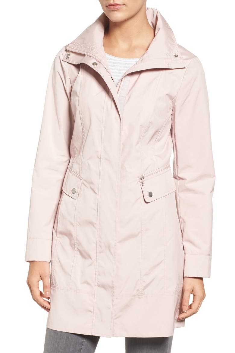 Back Bow Packable Hooded Raincoat, Alternate, color, CANYON ROSE
