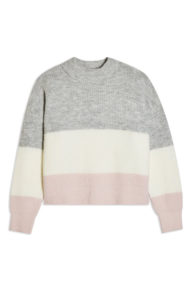 Topshop Stripe Colorblock Sweater, Alternate, color, 