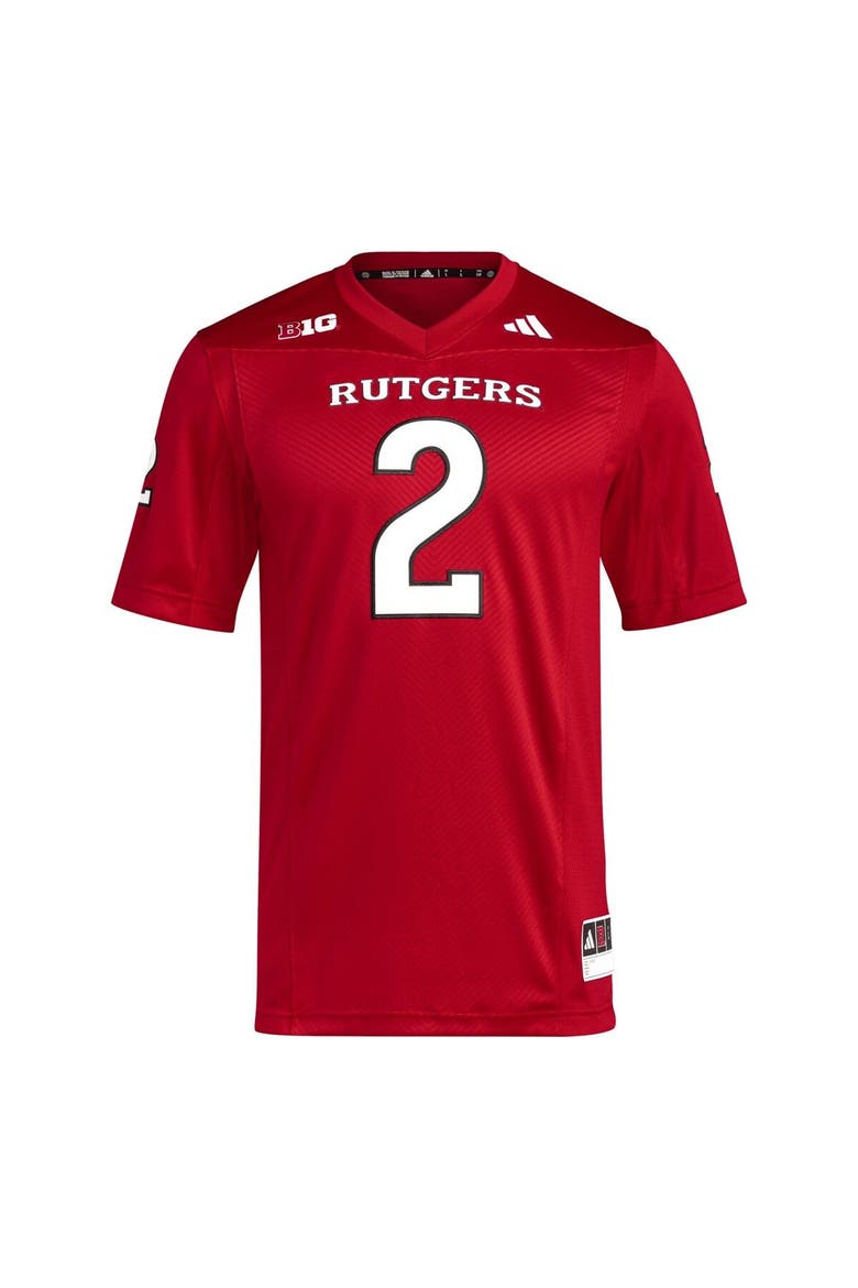 Men's adidas #2 Scarlet Rutgers Scarlet Knights Premier Football Jersey, Alternate, color, Scarlet
