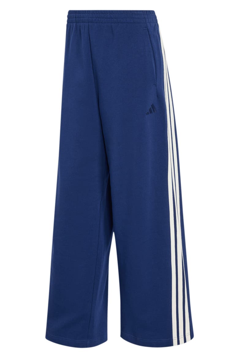 Three Stripe Wide Leg Pants, Main, color, DARK BLUE/OFF WHITE