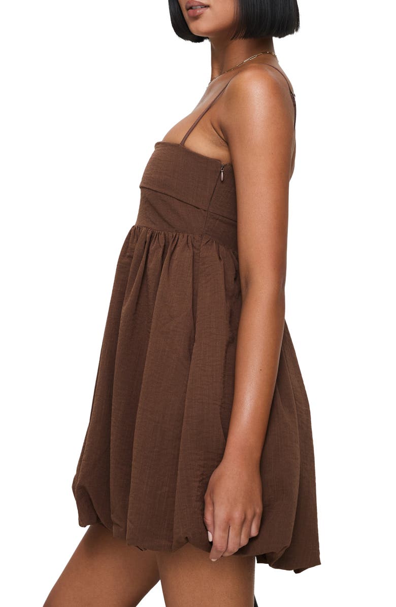 Princess Polly Layken Bubble Hem Babydoll Minidress, Alternate, color, Chocolate