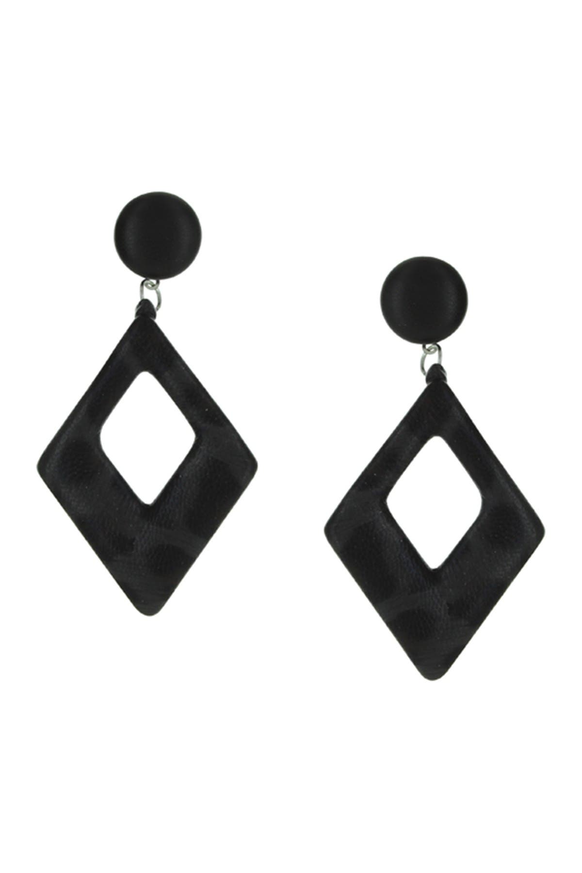 OLIVIA WELLES Lucia Diamond Shape Faux Leather Earrings