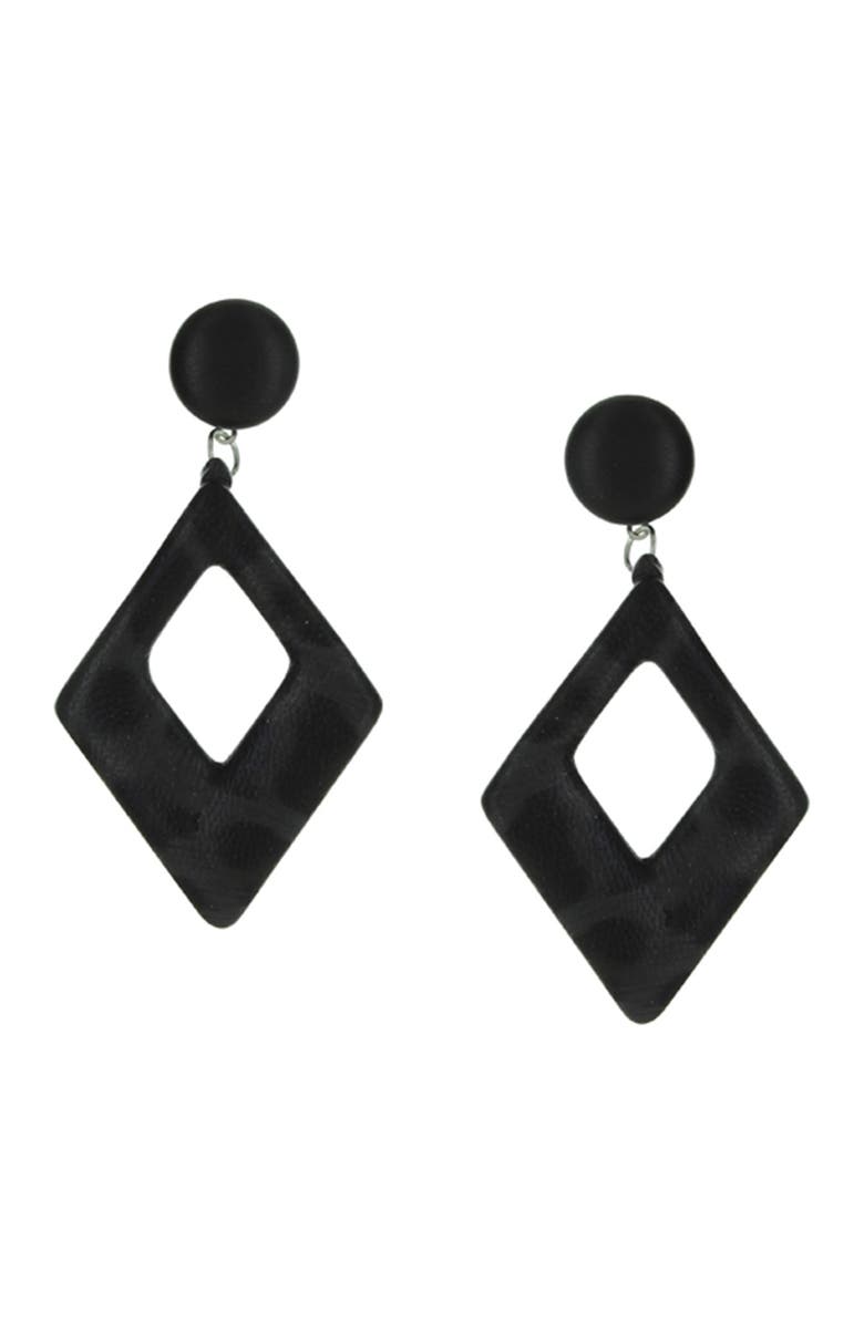 OLIVIA WELLES Lucia Diamond Shape Faux Leather Earrings, Main, color,