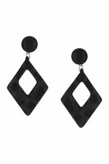 OLIVIA WELLES Lucia Diamond Shape Faux Leather Earrings
