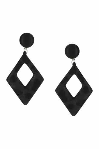 Lucia Diamond Shape Faux Leather Earrings