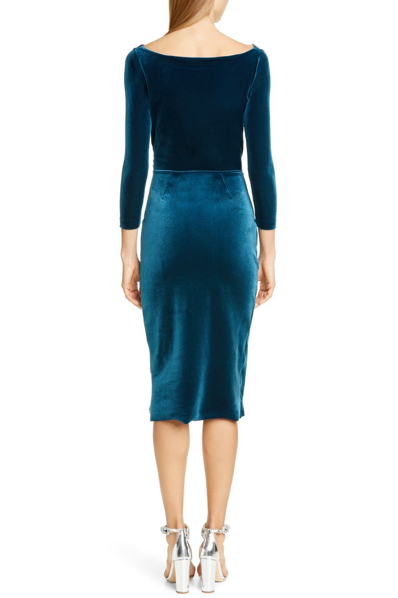Florien Velvet Dress, Alternate, color, TEAL