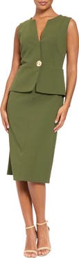 London Times Sleeveless Peplum Sheath Dress