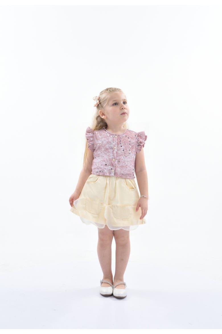 Mauve Cream Sequin Shorts Set, Alternate, color, Mauve