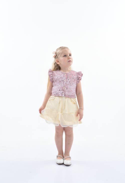 Mimi Tutu Mauve Cream Sequin Shorts Set In Pink