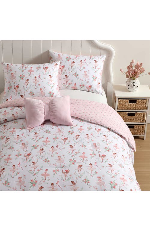 Laura Ashley Ballerina Divas 3-piece Queen Microfiber Comforter & Sham Set In Pink