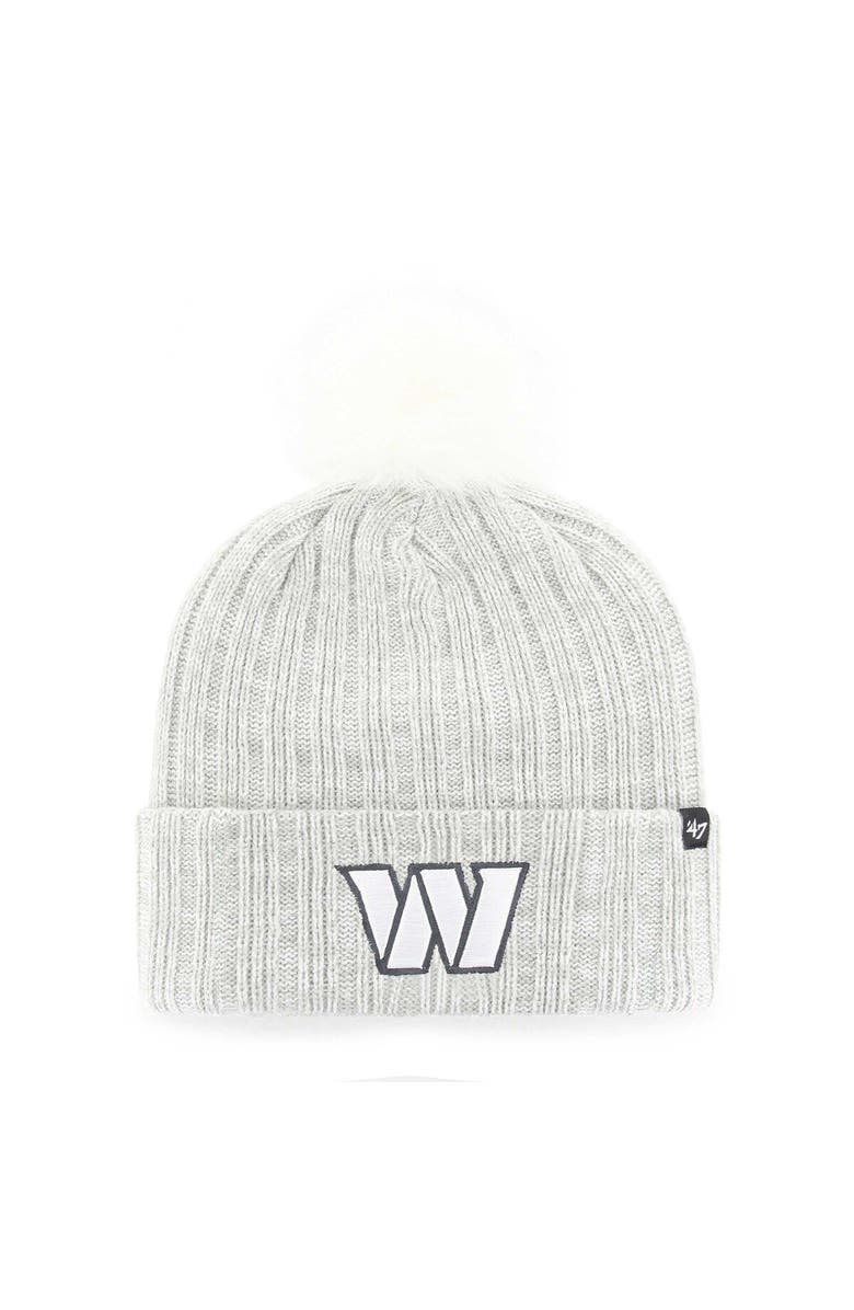 '47 Women's '47 Gray Washington Commanders Koda Cuffed Knit Hat with Pom, Main, color, 
