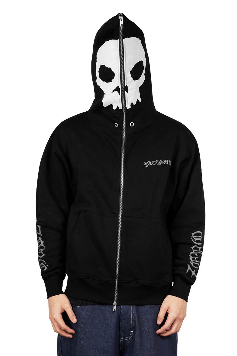 X Zero Skateboards Balaclave Zip Hoodie, Alternate, color, BLACK