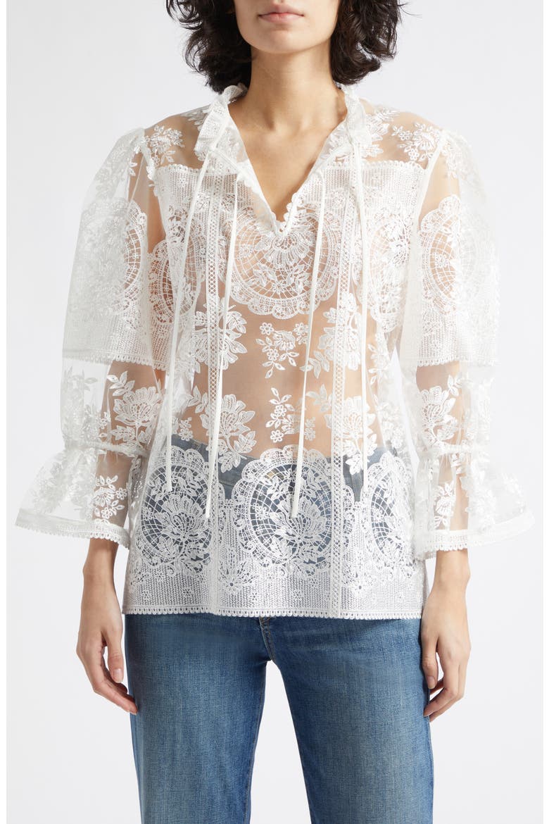 Demi Lace Top, Alternate, color, IVORY
